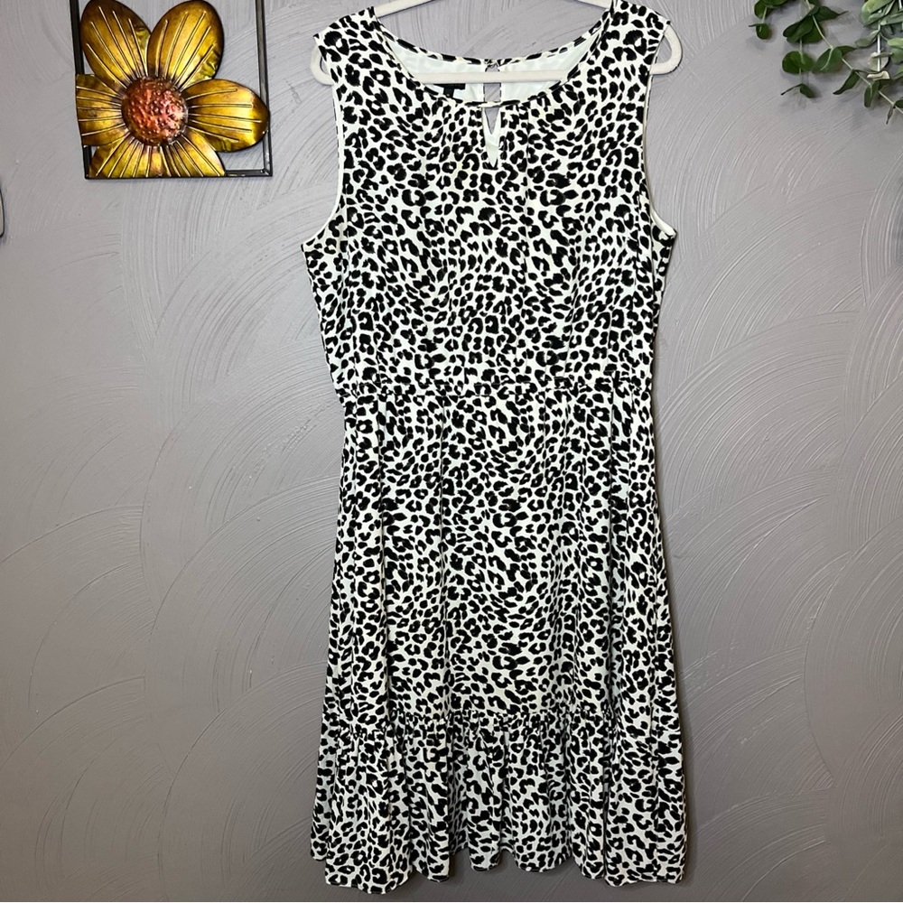 Talbots Fit and Flare Leopard Print Sleeveless Dress